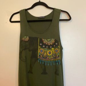 Olive green high low tank top